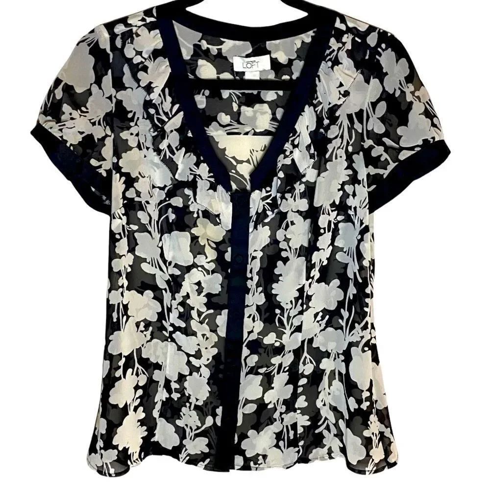 Loft Floral Flowy Top Sz S